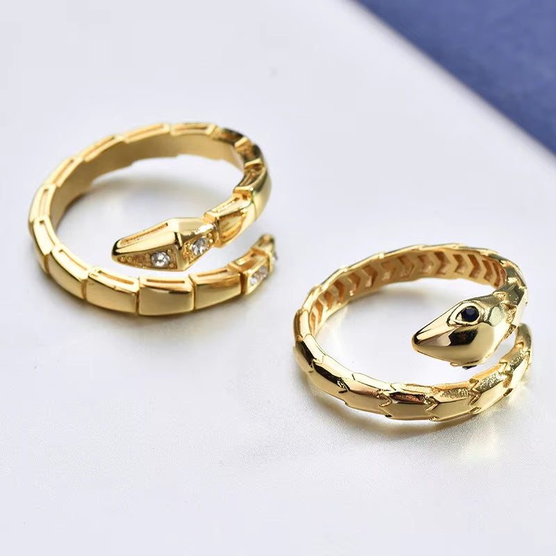 Snake Shaped Cuff Ring Set Charm Versatile Snake Ring Adjustable Rings For Women