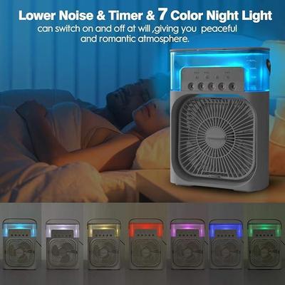 New 3 In 1 Fan AIr Conditioner Household Mini Air Cooler LED Night Light Portable Humidifier Air Adjustment Fan Office Home Fan