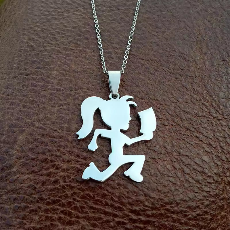 Stainless Steel Hatchet Man Charm Pendant Necklace For Men Women Funny Jewelry