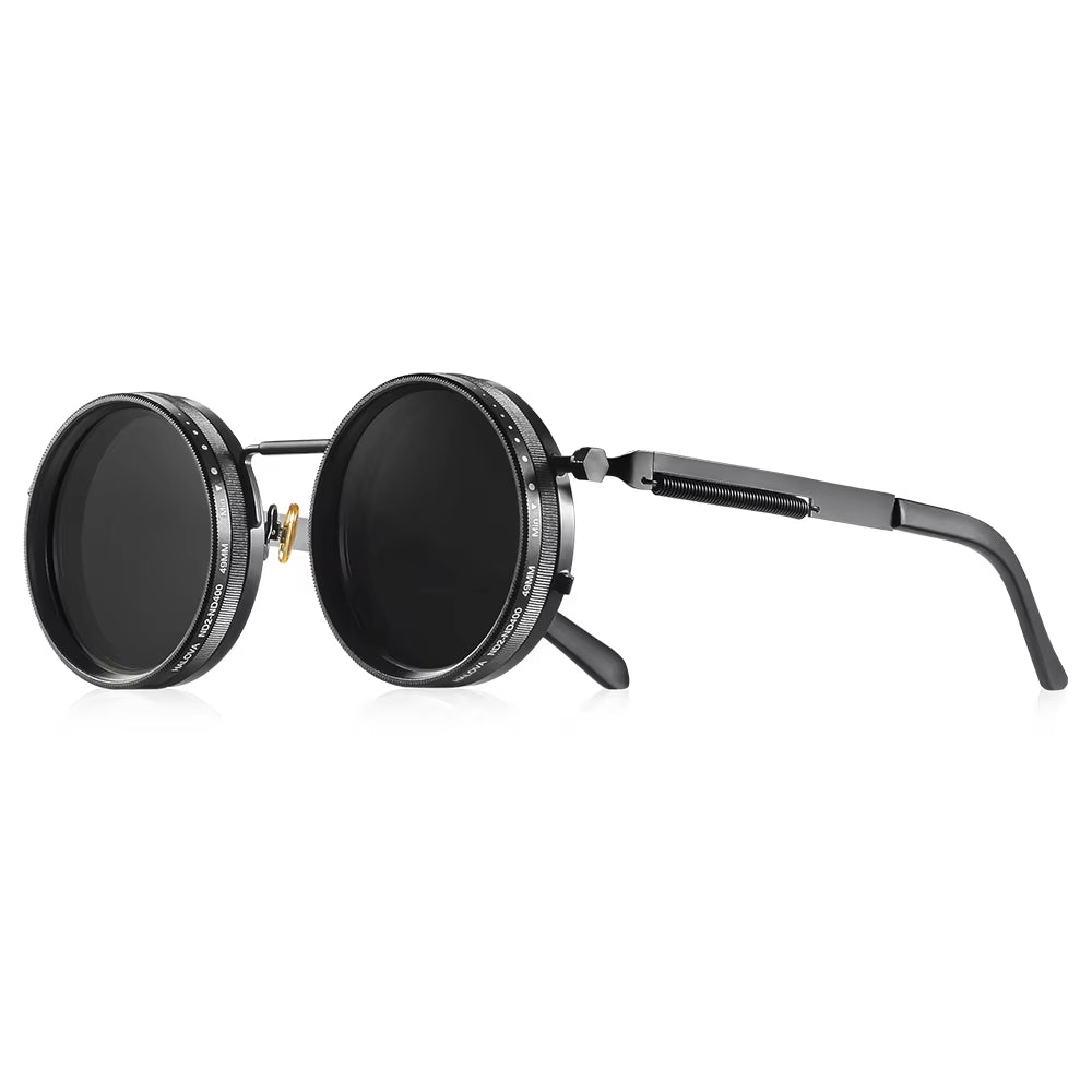 CRIXALIS Polarized Round Sunglasses ND9 Adjustable Dimming Men Women Retro Punk Men's Fishing Eyeglasses Outdoor Shades UV400