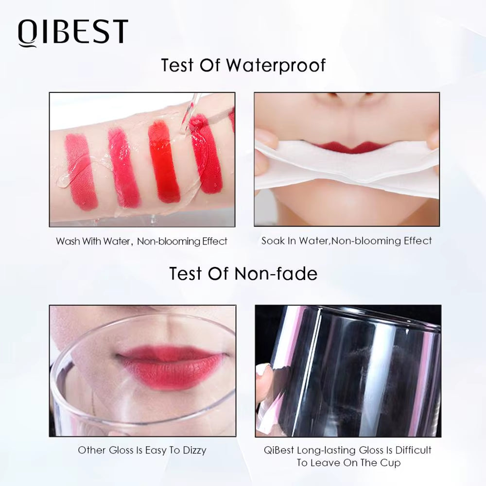 QIBEST Matte Liquid Lipstick Sexy Red Black Nude Lip gloss Waterproof Long Lasting Velvet Lip Gloss Makeup Lip Stain Tint 34Color