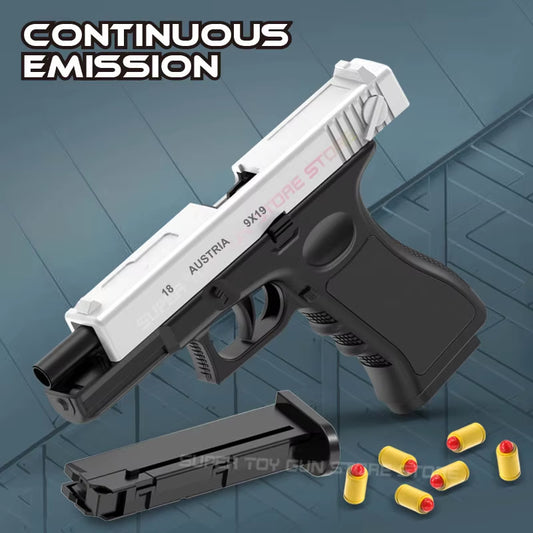 New.Mechanical Automatic G18 Toy Gun Shell Ejection Airsoft Pistol Continuous Firing Soft Bullet Toy for Children Shooting