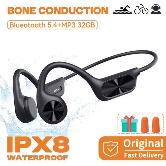 Bone Conduction Wireless Headphone IPX8 Waterproof Swimming Headset Bluetooth 5.4 32GB RAM MP3 Player HIFI Music Sports Earphone