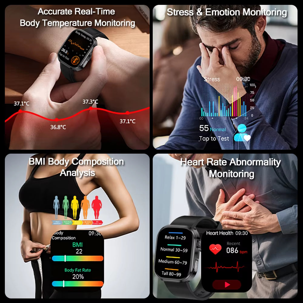 2026 AI Health Diagosis ECG+PPG SmartWatch Men Blood Pressure Lipid Uric Acid Heart Analysis 1.88-inch Bluetooth Call Smartwatch