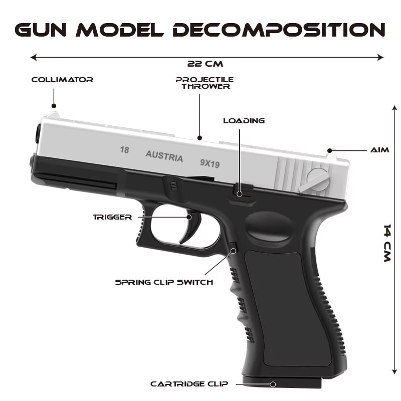 New.Mechanical Automatic G18 Toy Gun Shell Ejection Airsoft Pistol Continuous Firing Soft Bullet Toy for Children Shooting