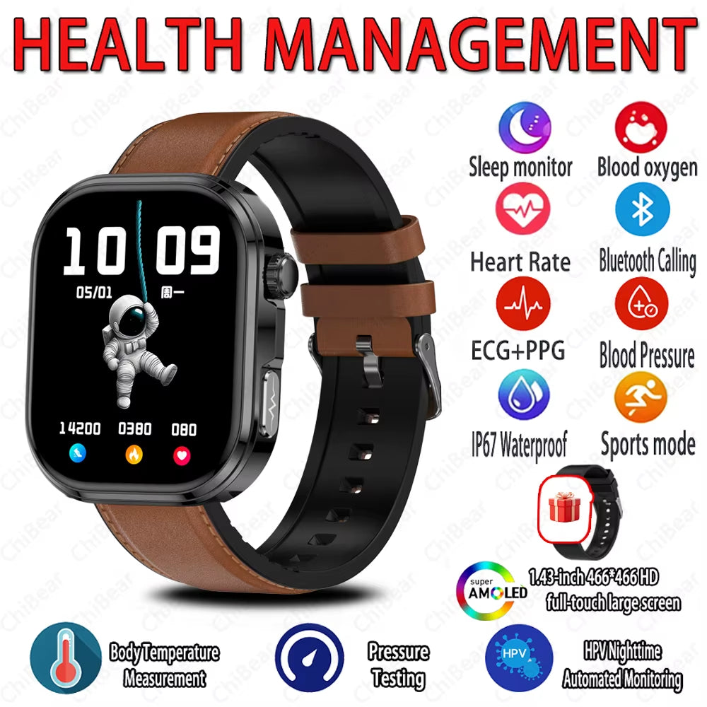2026 AI Health Diagosis ECG+PPG SmartWatch Men Blood Pressure Lipid Uric Acid Heart Analysis 1.88-inch Bluetooth Call Smartwatch