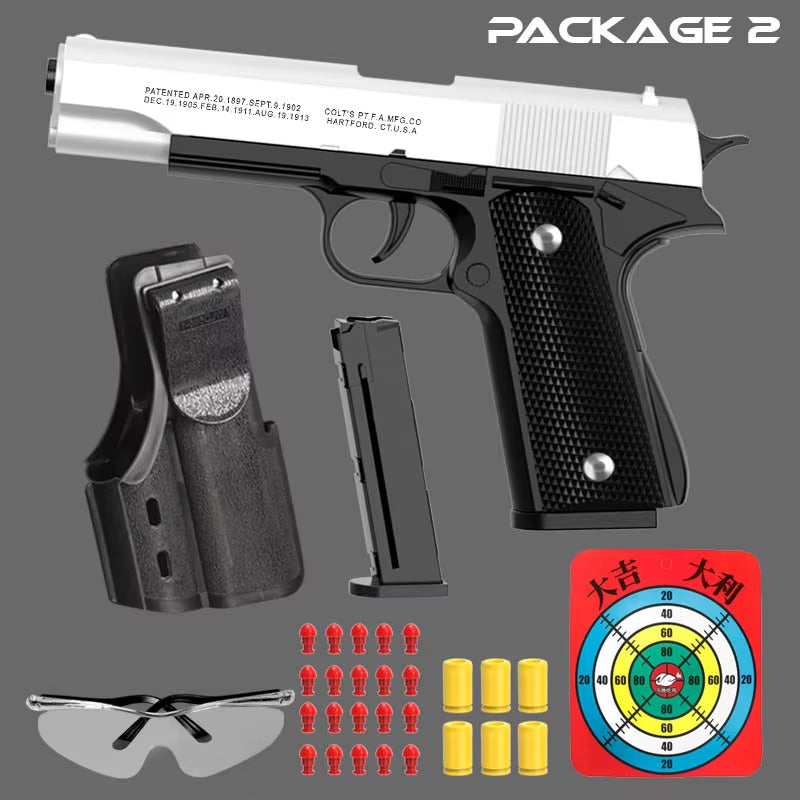 New.Mechanical Automatic G18 Toy Gun Shell Ejection Airsoft Pistol Continuous Firing Soft Bullet Toy for Children Shooting