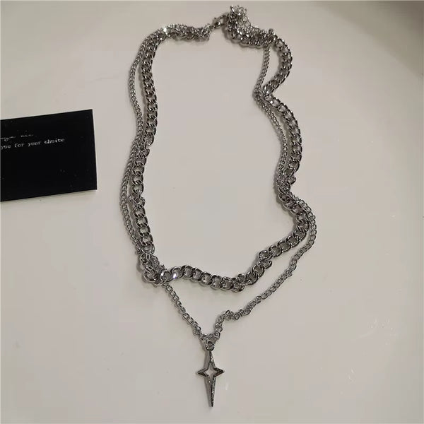 Punk Rock Y2K Star Cross Heart Choker Necklace