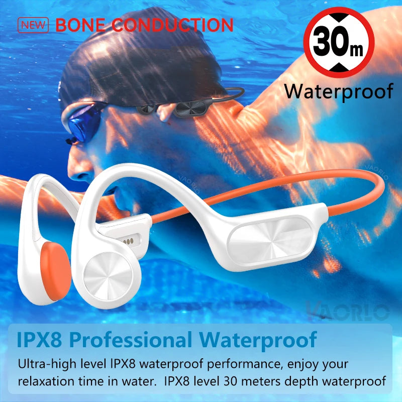 Bone Conduction Wireless Headphone IPX8 Waterproof Swimming Headset Bluetooth 5.4 32GB RAM MP3 Player HIFI Music Sports Earphone