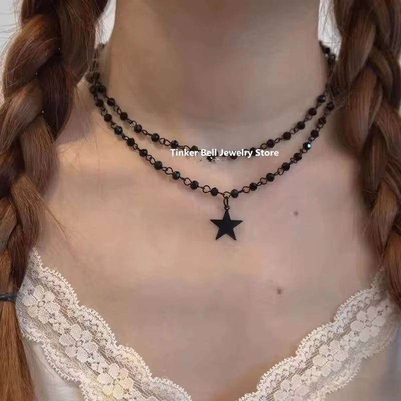 Punk Rock Y2K Black Star Cross Red Heart Pendant Ghost Claw Choker Chain Necklace Men Women Goth Vintage Grunge EMO Accessories