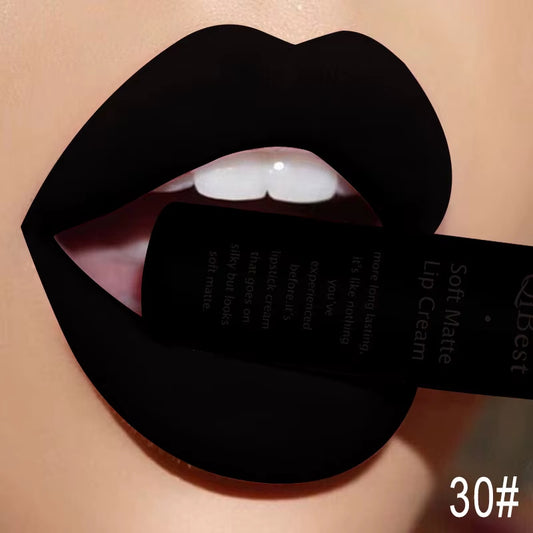 QIBEST Matte Liquid Lipstick Sexy Red Black Nude Lip gloss Waterproof Long Lasting Velvet Lip Gloss Makeup Lip Stain Tint 34Color