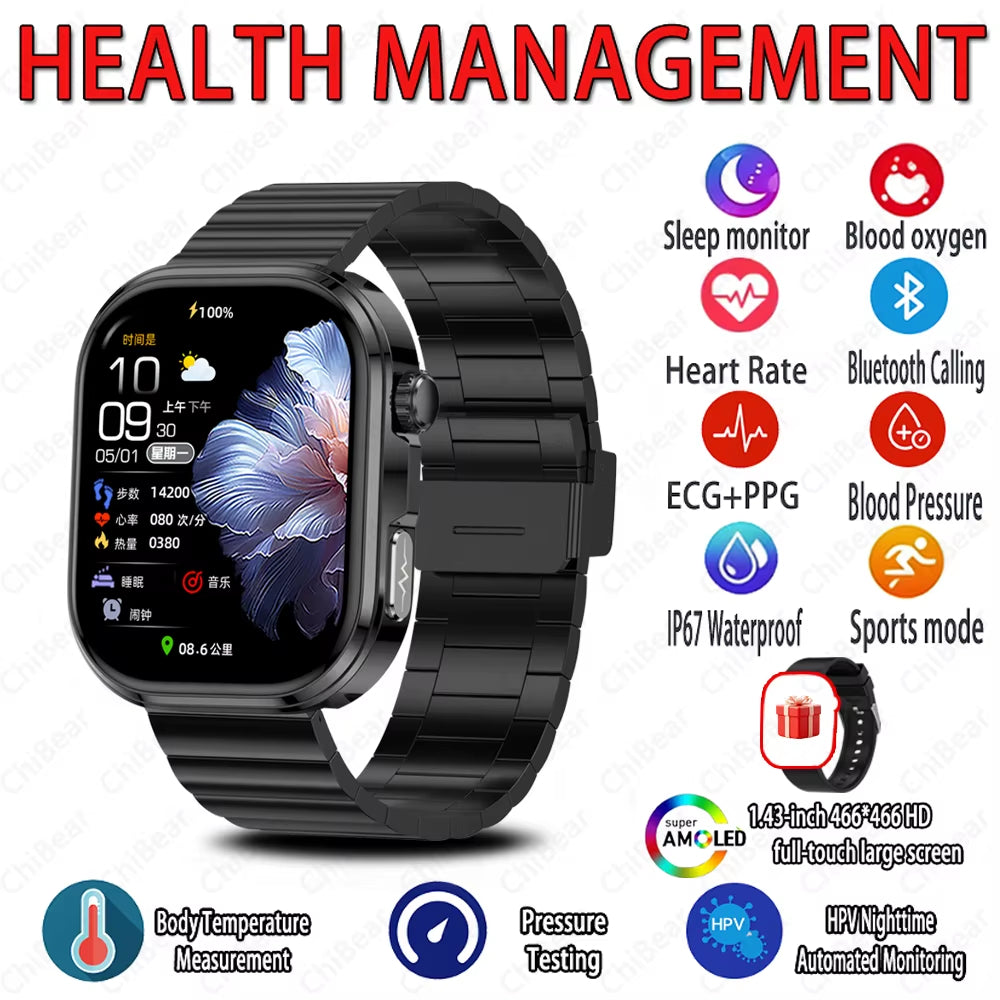 2026 AI Health Diagosis ECG+PPG SmartWatch Men Blood Pressure Lipid Uric Acid Heart Analysis 1.88-inch Bluetooth Call Smartwatch