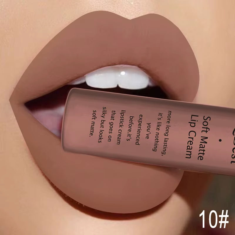 QIBEST Matte Liquid Lipstick Sexy Red Black Nude Lip gloss Waterproof Long Lasting Velvet Lip Gloss Makeup Lip Stain Tint 34Color