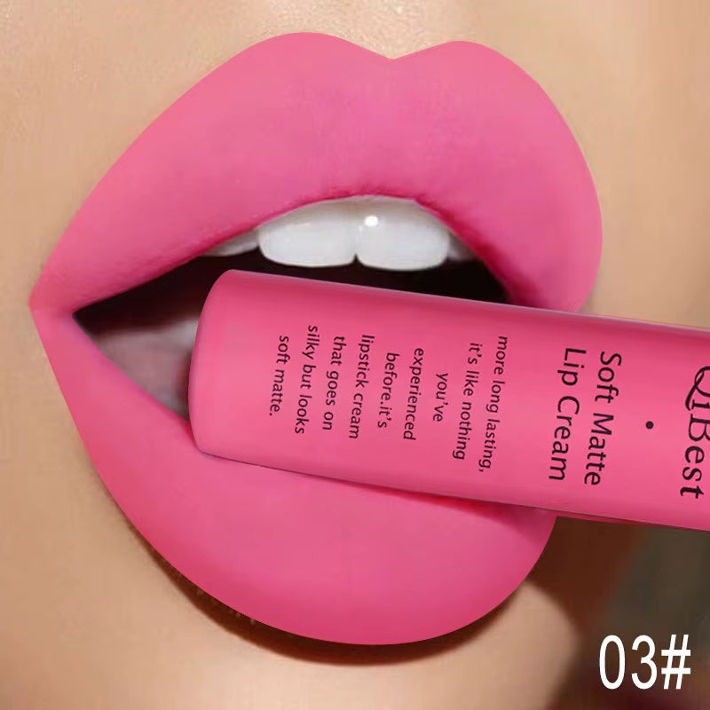 QIBEST Matte Liquid Lipstick Sexy Red Black Nude Lip gloss Waterproof Long Lasting Velvet Lip Gloss Makeup Lip Stain Tint 34Color