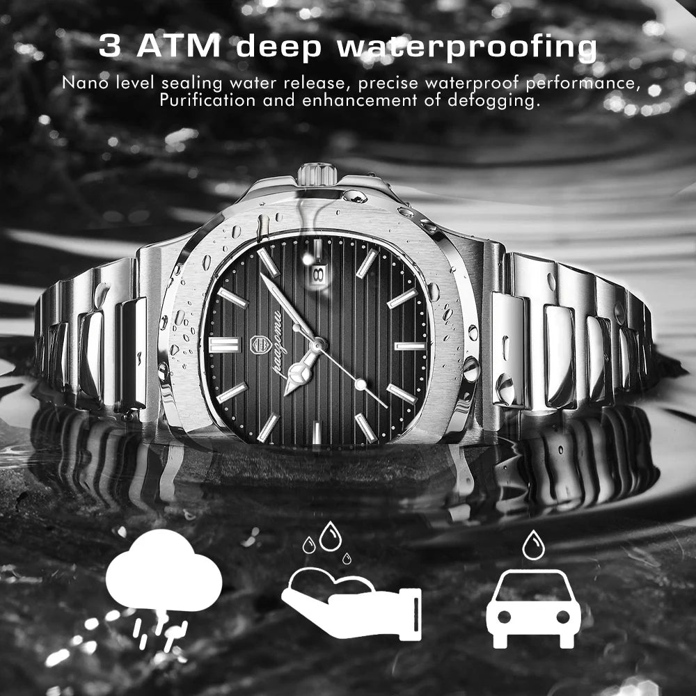 PAAZOMU Luxury Man Wristwatch Waterproof Luminous Chronograph Watch