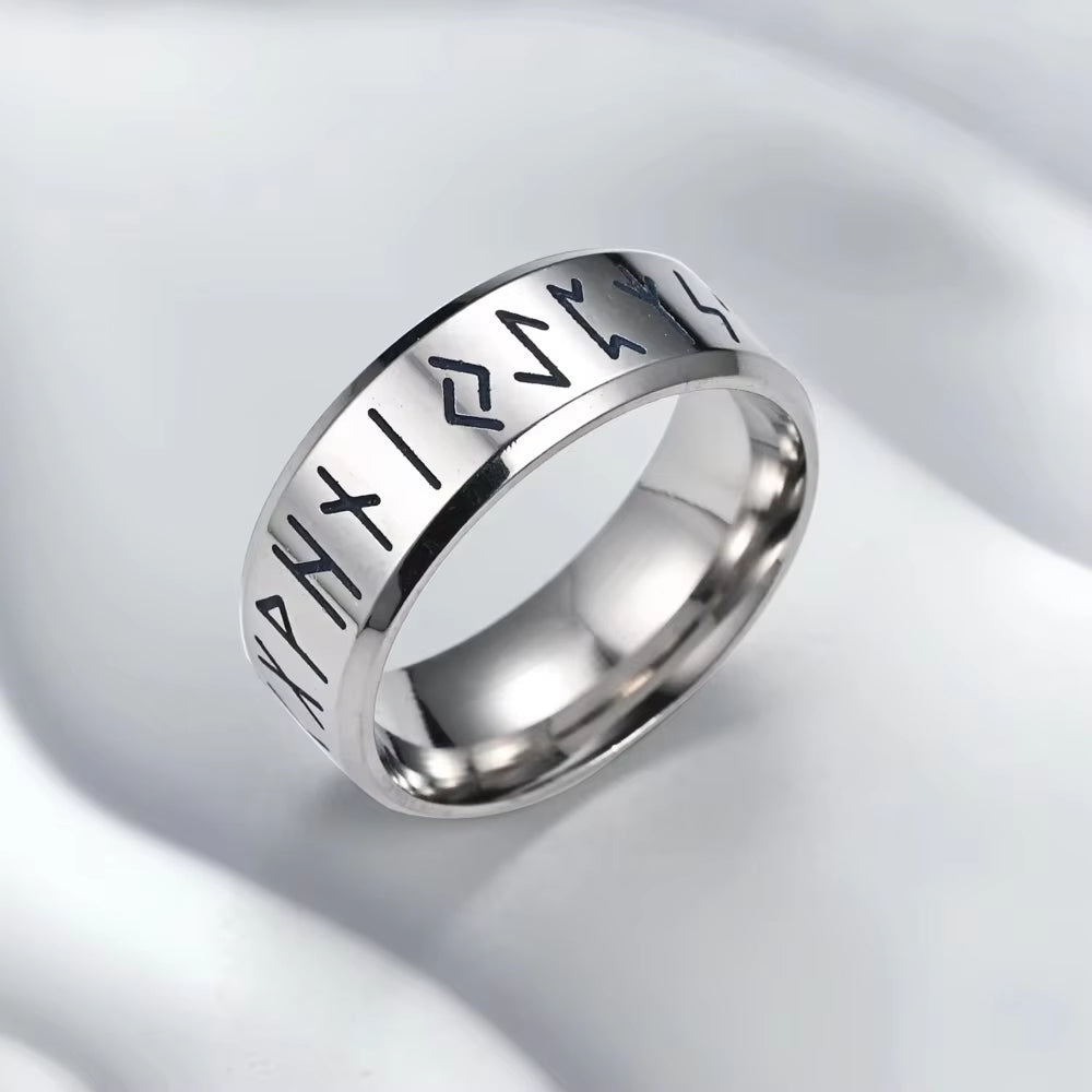 YILUOCD Stainless Steel Viking Runes Ring for Men Women Vintage Nordic Celtic Knot Rings Odin Letter Amulet Jewelry Wholesale