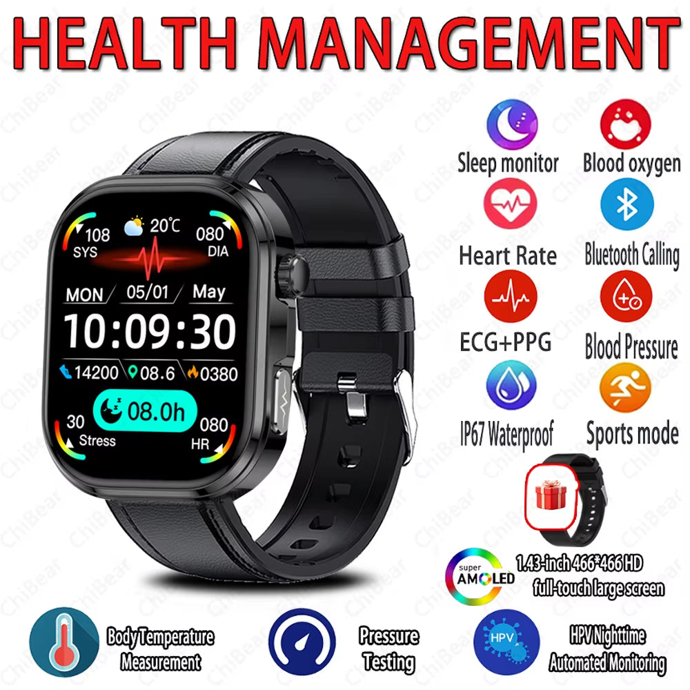 2026 AI Health Diagosis ECG+PPG SmartWatch Men Blood Pressure Lipid Uric Acid Heart Analysis 1.88-inch Bluetooth Call Smartwatch