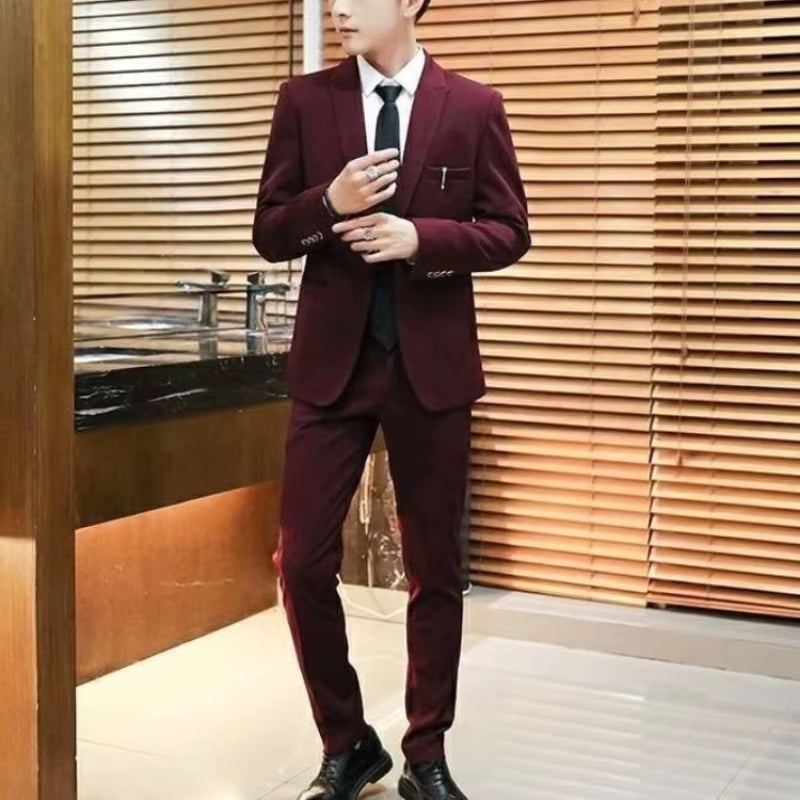 Business Formal Men 3 Piece Suit Set Summer Slim Fit Groom Wedding Hosting Suit