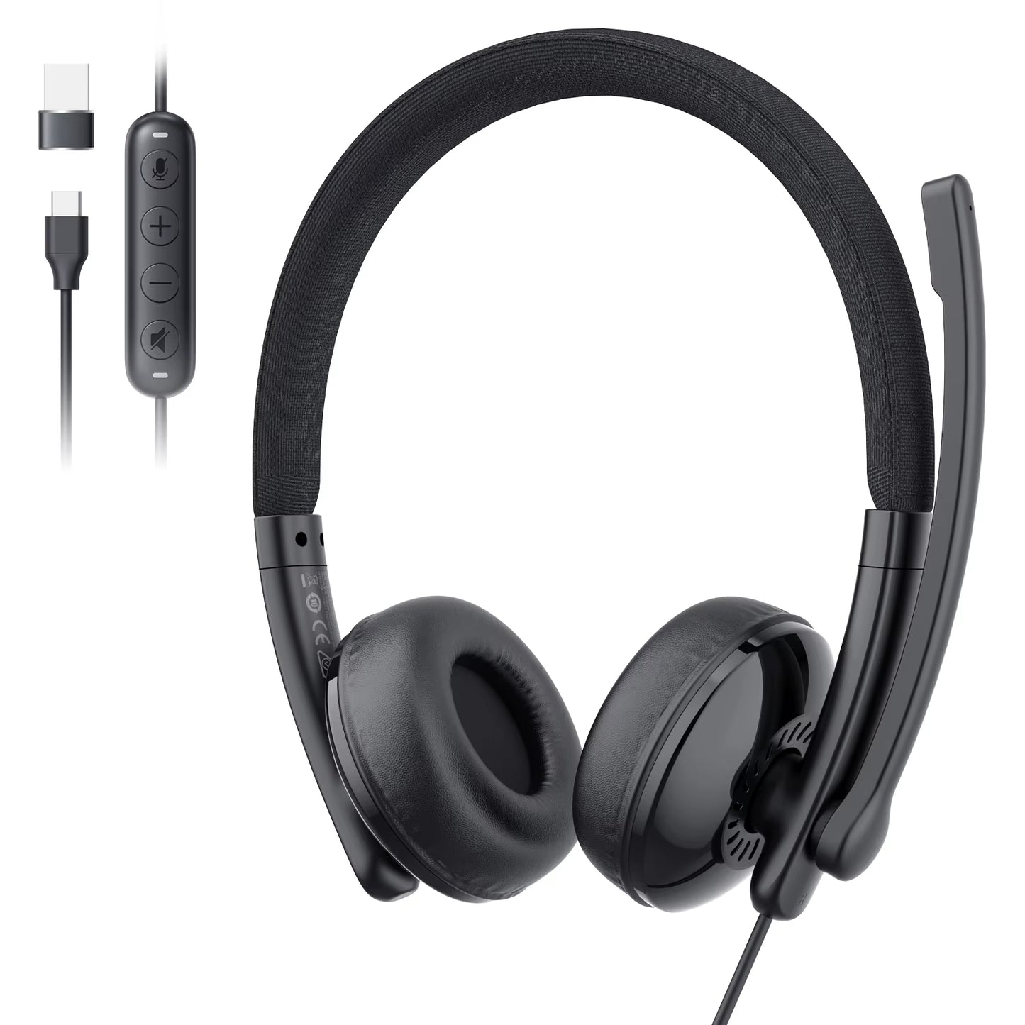 EMEET Wired Headset with Microphone Call Center USB Headphones ENC Noise Cancelling Office Cable Earphones for Phone/PC Computer
