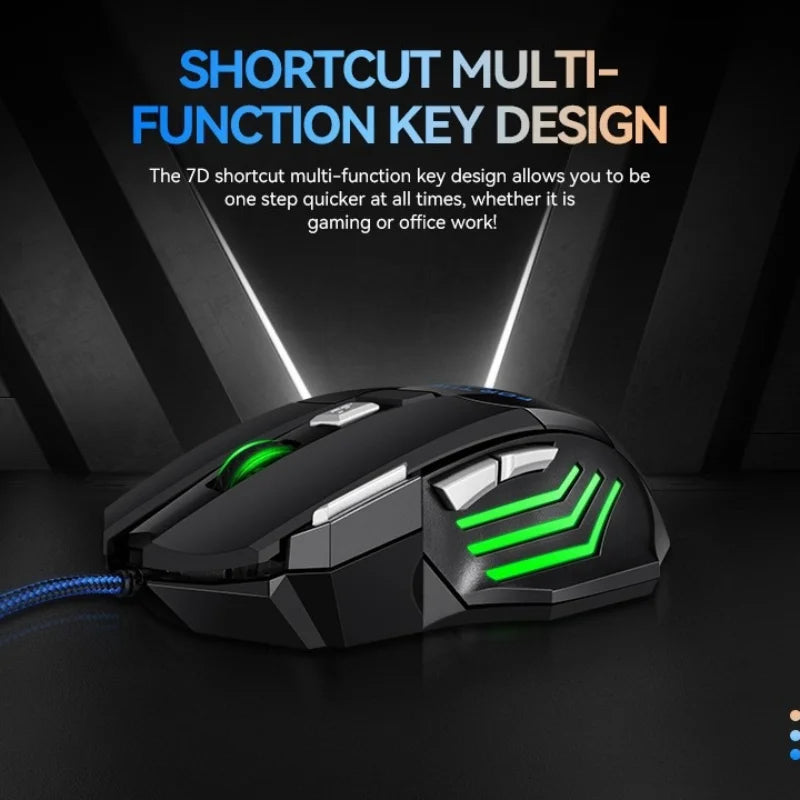 G6 USB Wired Gaming Mouse 7 Button 5500DPI Adjustable Optical Ergonomic E-sports Mice for Laptop PC Xiaomi HUAWEI Samsung Pad
