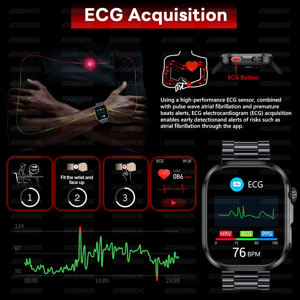 2026 AI Health Diagosis ECG+PPG SmartWatch Men Blood Pressure Lipid Uric Acid Heart Analysis 1.88-inch Bluetooth Call Smartwatch