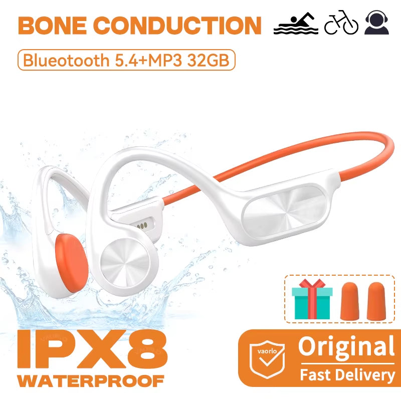 Bone Conduction Wireless Headphone IPX8 Waterproof Swimming Headset Bluetooth 5.4 32GB RAM MP3 Player HIFI Music Sports Earphone